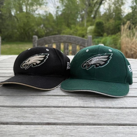 Vintage Philadelphia eagles green and black NFL hats - Picture 1 of 5